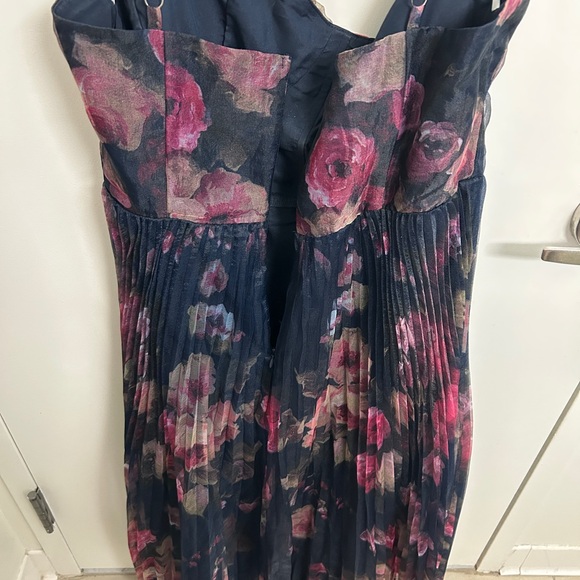 💙🩷 Lulus Alluring Invite Midnight Blue Floral Pleated Bustier Dress - XL 💙🩷 - Picture 6 of 10